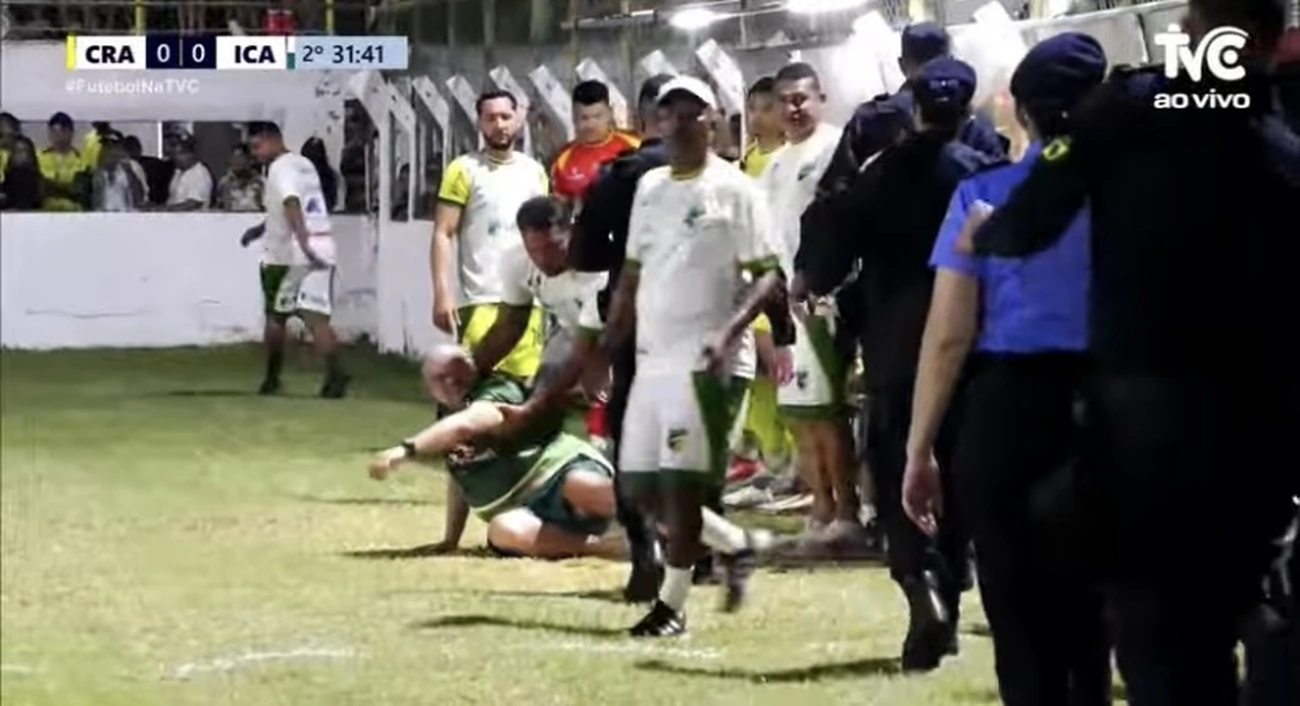 Médico do Crateús agressivo durante seminfinal da Série B: confusão no gramado